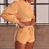 Autumn Solid Sporty Ribbed Tracksuit For Women Long Sleeve Crop Top Shorts Fashion Sportswear Casual Workout Running Jogging Set | Vimost Shop.