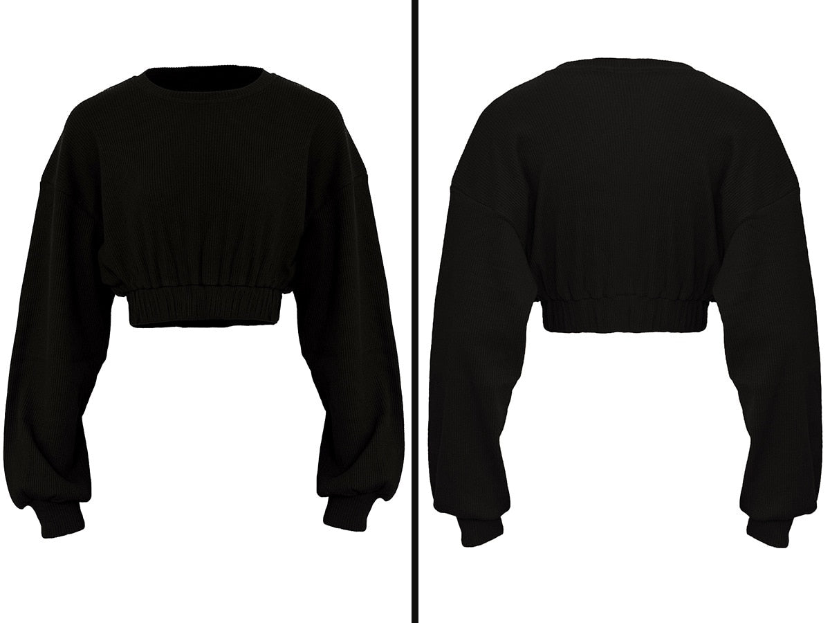 Autumn Solid Sporty Ribbed Tracksuit For Women Long Sleeve Crop Top Shorts Fashion Sportswear Casual Workout Running Jogging Set | Vimost Shop.