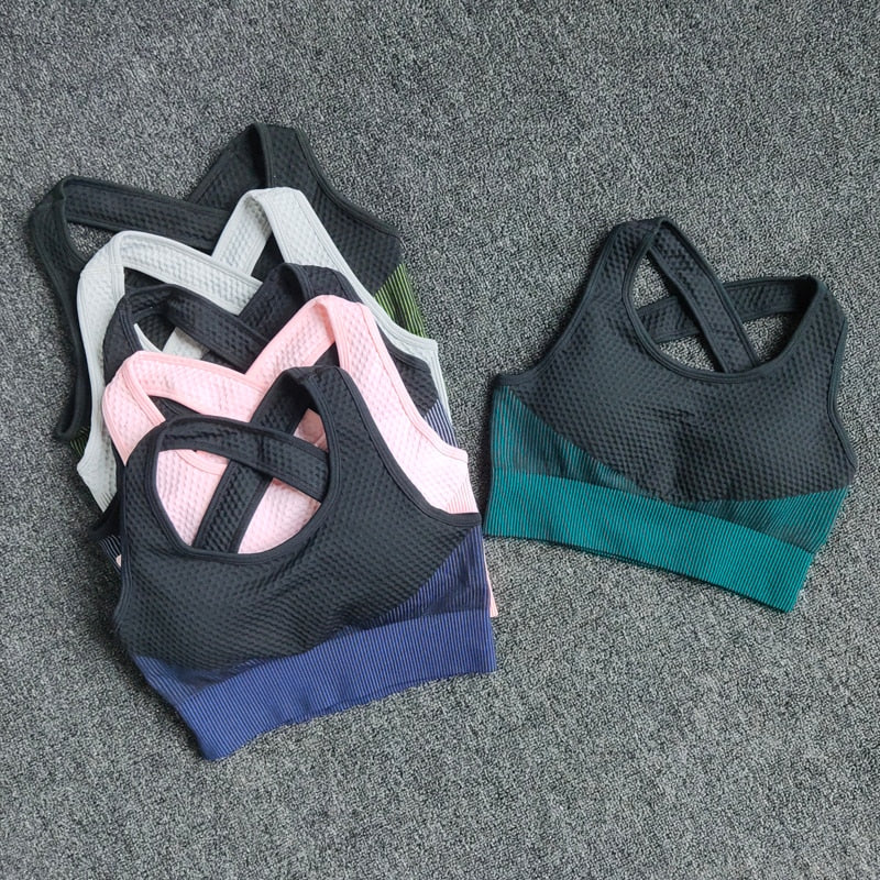 6 Colors Yoga Sport Bra Sexy Back Padded Cross Straps Top Shockproof Breathable Fitness Running Gym Vest Sports Top