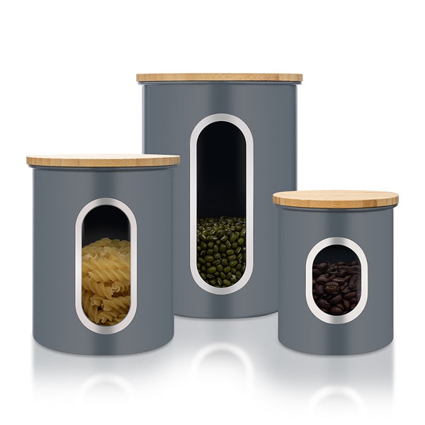 3 Pcs Storage Bin Food Container Snack Canister Set Coffee Bean Tea Sugar Box With Seal Lid Kitchen Food Organization Jar | Vimost Shop.