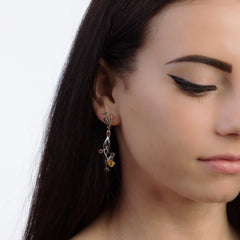 Flower Design 3.89t Natural Sky Blue Topaz Gemstone Drop Earrings For Bridal 925 Sterling Silver Wedding Jewelry