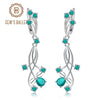 Flower Design 3.89t Natural Sky Blue Topaz Gemstone Drop Earrings For Bridal 925 Sterling Silver Wedding Jewelry | Vimost Shop.