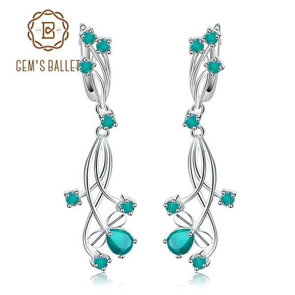 Flower Design 3.89t Natural Sky Blue Topaz Gemstone Drop Earrings For Bridal 925 Sterling Silver Wedding Jewelry | Vimost Shop.