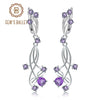 Flower Design 3.89t Natural Sky Blue Topaz Gemstone Drop Earrings For Bridal 925 Sterling Silver Wedding Jewelry | Vimost Shop.