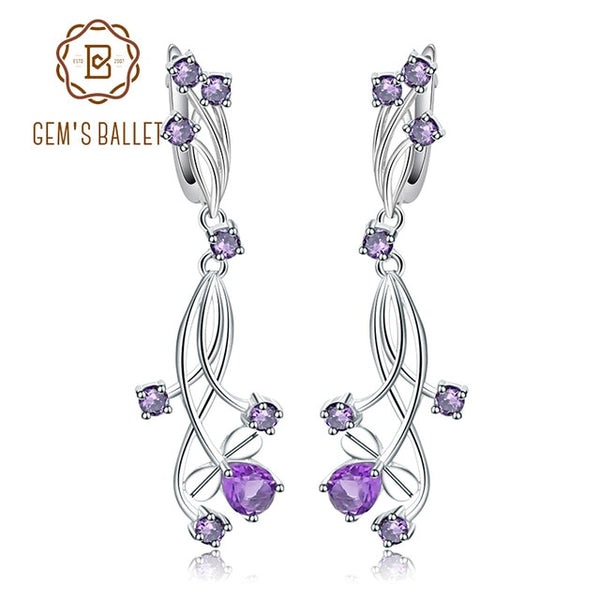 Flower Design 3.89t Natural Sky Blue Topaz Gemstone Drop Earrings For Bridal 925 Sterling Silver Wedding Jewelry | Vimost Shop.