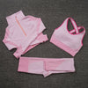 Women Yoga 2/3PCS Seamless Zipper Yoga Suit GYM Workout Sportswear Fitness Clothing Fitness Long Sleeve Top High Waist Set | Vimost Shop.