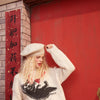 New Yew Cat Jacquard Casual Knit Pullover Sweater Women,Spring Vintage Full Sleeve Girly Basic Daily Warmness Top