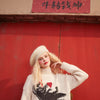 New Yew Cat Jacquard Casual Knit Pullover Sweater Women,Spring Vintage Full Sleeve Girly Basic Daily Warmness Top