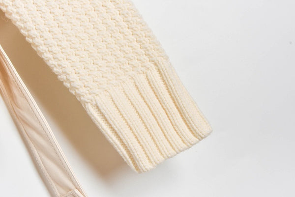 Women Sweater Knitted Fashion Turtleneck Long Sleeve Belt Zipper Pocket Loose Fall Winter Warm Thick Casual Clothing Femme