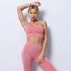 Women Yoga 2 PCS Seamless Yoga Suit GYM Workout Sportswear Asymmetric Clothing Fitness Top High Waist Set | Vimost Shop.