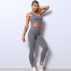 Women Yoga 2 PCS Seamless Yoga Suit GYM Workout Sportswear Asymmetric Clothing Fitness Top High Waist Set | Vimost Shop.