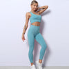 Women Yoga 2 PCS Seamless Yoga Suit GYM Workout Sportswear Asymmetric Clothing Fitness Top High Waist Set | Vimost Shop.