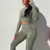 2pcs/set Women Sport Suit Yoga Set Gym Workout Clothes Long Sleeve Shirt Fitness Crop Top + High Waist Energy Seamless Leggings | Vimost Shop.