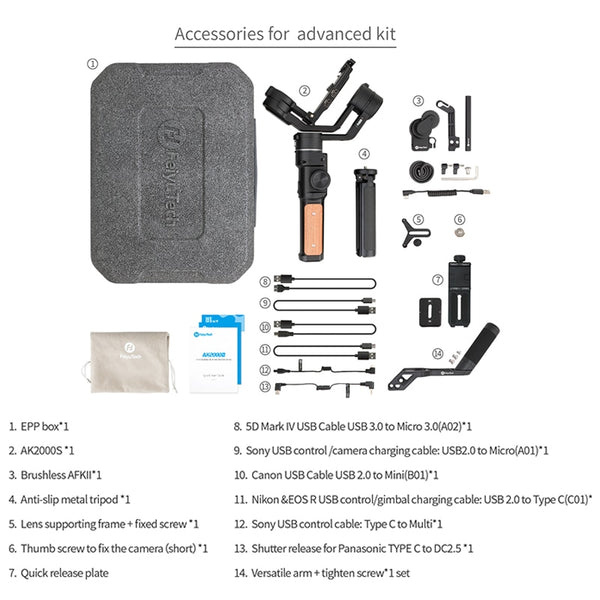 Official AK2000S AK2000C DSLR Professional Camera Stabilizer Handheld Video Gimbal fit for DSLR Mirrorless Camera | Vimost Shop.