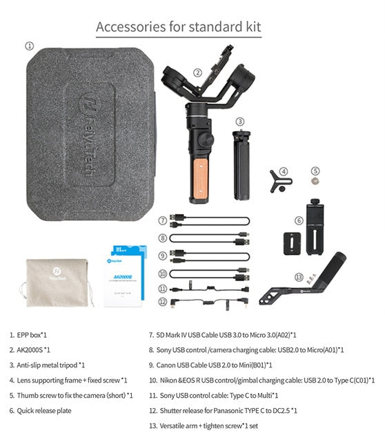 Official AK2000S AK2000C DSLR Professional Camera Stabilizer Handheld Video Gimbal fit for DSLR Mirrorless Camera | Vimost Shop.