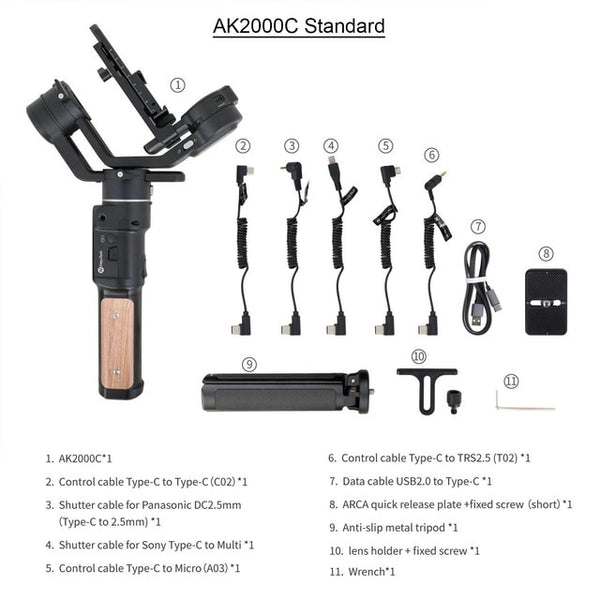 Official AK2000S AK2000C DSLR Professional Camera Stabilizer Handheld Video Gimbal fit for DSLR Mirrorless Camera | Vimost Shop.