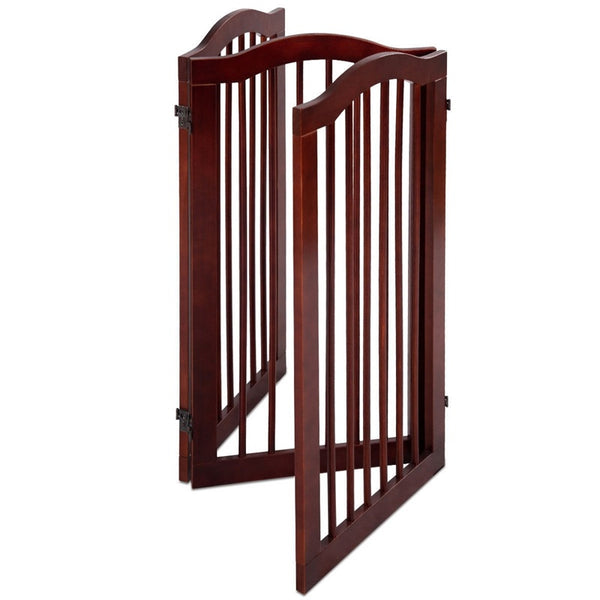 3 Panels Folding Freestanding Stylish Sturdy Smooth Wood Pet Dog Safety Gate Fold Free-standing 360 Degrees Rotate PS7085 | Vimost Shop.