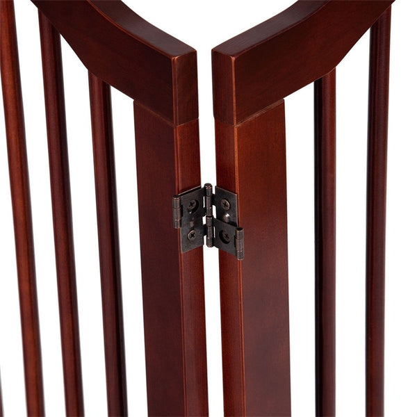 3 Panels Folding Freestanding Stylish Sturdy Smooth Wood Pet Dog Safety Gate Fold Free-standing 360 Degrees Rotate PS7085 | Vimost Shop.