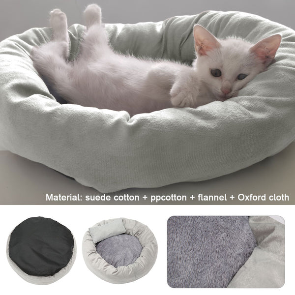Removable Cat Bed Soft Velvet Gray Pet Beds for Dog Puppy Cat Sleeping Cushion House Cats Mat with Free Pillow Pet Supplies | Vimost Shop.