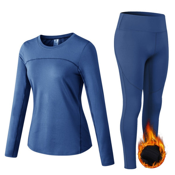 Thermal Sports Suits Women Workout Yoga Set Fitness Clothing High Waist Running Pants Gym Leggings Long Sleeve Crop Top Shirts | Vimost Shop.