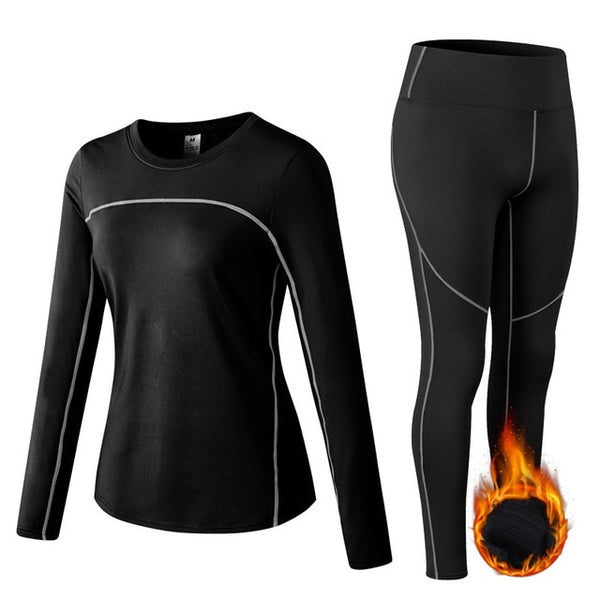 Thermal Sports Suits Women Workout Yoga Set Fitness Clothing High Waist Running Pants Gym Leggings Long Sleeve Crop Top Shirts | Vimost Shop.