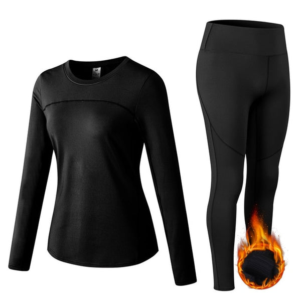Thermal Sports Suits Women Workout Yoga Set Fitness Clothing High Waist Running Pants Gym Leggings Long Sleeve Crop Top Shirts | Vimost Shop.