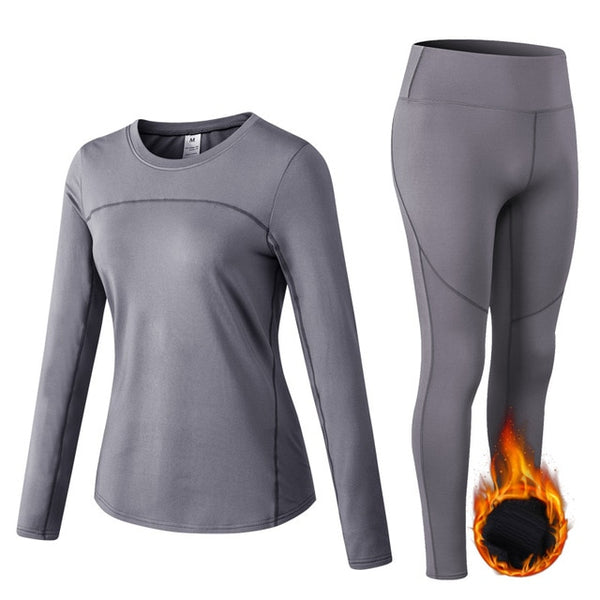 Thermal Sports Suits Women Workout Yoga Set Fitness Clothing High Waist Running Pants Gym Leggings Long Sleeve Crop Top Shirts | Vimost Shop.