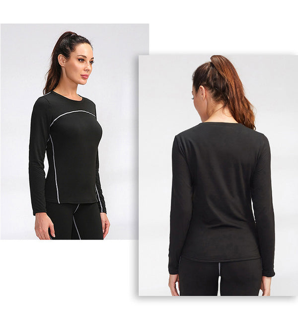Thermal Sports Suits Women Workout Yoga Set Fitness Clothing High Waist Running Pants Gym Leggings Long Sleeve Crop Top Shirts | Vimost Shop.