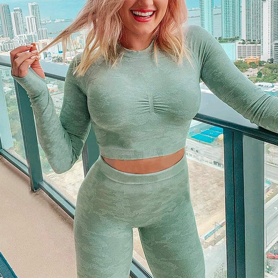 Yoga Tops Workout Clothes Long Sleeve Fitness Crop Top Gym Sportswear Seamless Running Shirts Sport T-shirt Athletic Cropped | Vimost Shop.