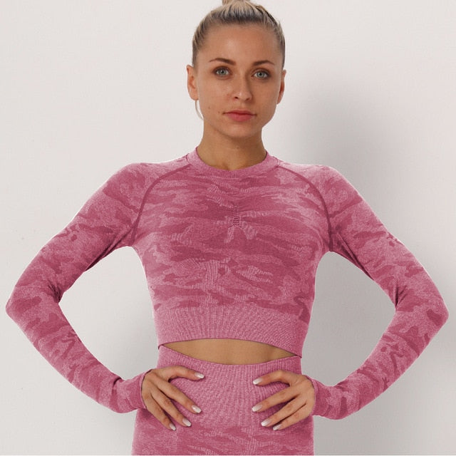Yoga Tops Workout Clothes Long Sleeve Fitness Crop Top Gym Sportswear Seamless Running Shirts Sport T-shirt Athletic Cropped | Vimost Shop.