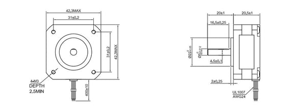 Short Body Nema 17 Stepper Motor 20mm 16Ncm 1A Nema17 Step Motor 4-Lead 17HS08-1004S Motor for CNC Extruder 3D Printer Motor | Vimost Shop.