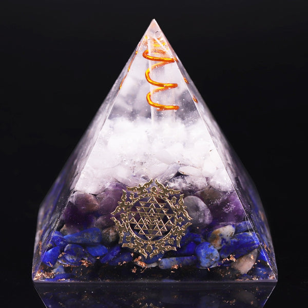 Natural Lapis Lazuli Orgonite Pyramid Withrock Crystal Quartz Amethyst Pyramid Powerful Reiki Energy Orgone Collection | Vimost Shop.