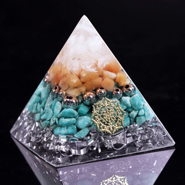 Orgonite Pyramid Energy Converter Natural Amazonite Healing Helping Chakra Resin Decorative Craft Jewelry Wicca | Vimost Shop.