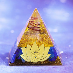 Lotus Meditation Orgonite Pyramid Energy Stone Lapis Lazuli Healing Pyramid Craft Orgone Ornaments