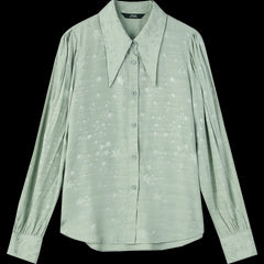 Solid Pure Single Breasted Casual Chiffon Shirt Women,Spring Vintage Full Sleeve Korean Ladeis Basic Daily Top