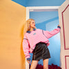 Harajuku Applique Casual Pullover Sweatshirt Women,Winter Patchwork Denim Korean Ladies Daily Graphic 2-IN-1Top