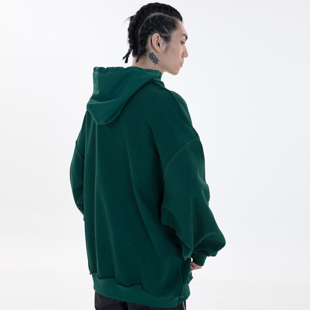 Hoodie Men Hit Color Letter Patch Hooded Sweatshirt Pullover Spring Harajuku College Style Simple All-match Streetwear