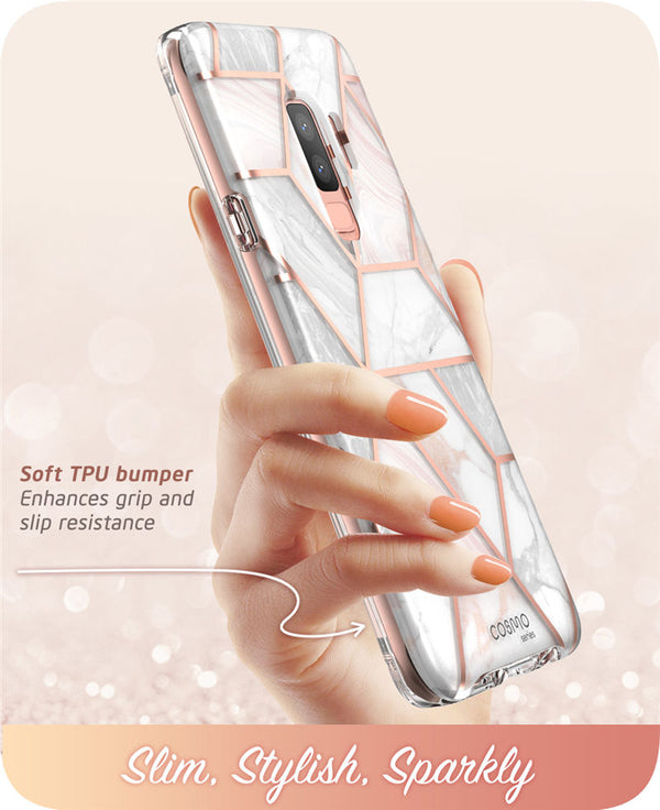 For Samsung Galaxy S9 Plus Case Cosmo Full-Body Glitter Marble Bumper Protective Cover with Built-in Screen Protector | Vimost Shop.