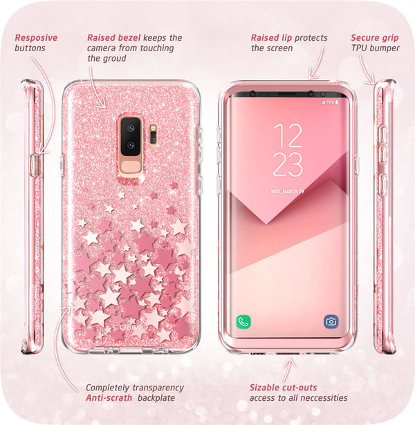 For Samsung Galaxy S9 Plus Case Cosmo Full-Body Glitter Marble Bumper Protective Cover with Built-in Screen Protector | Vimost Shop.