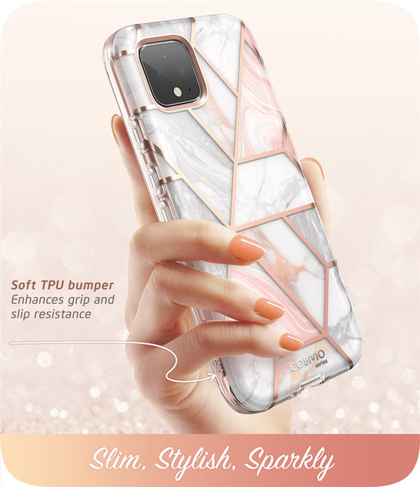 For Google Pixel 4 XL Case 6.3 inch (2019) Cosmo Full-Body Glitter Marble Bumper Case with Built-in Screen Protector | Vimost Shop.