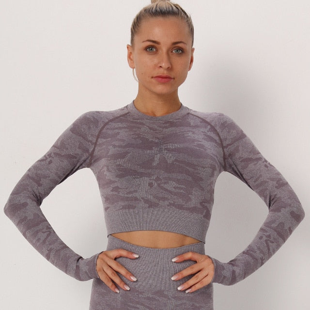 Yoga Crop Tops Women Long Sleeves T-shirts Gym Clothing Sportswear Fitness Tank Tops Workout Shirts Running Cropped Tracksuit | Vimost Shop.