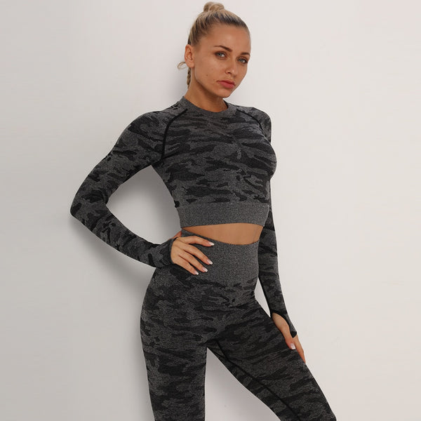 Yoga Crop Tops Women Long Sleeves T-shirts Gym Clothing Sportswear Fitness Tank Tops Workout Shirts Running Cropped Tracksuit | Vimost Shop.