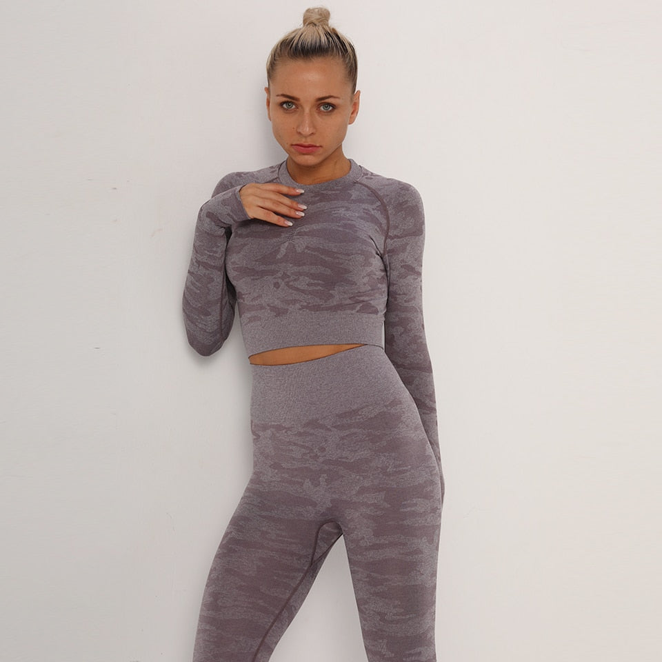 Yoga Crop Tops Women Long Sleeves T-shirts Gym Clothing Sportswear Fitness Tank Tops Workout Shirts Running Cropped Tracksuit | Vimost Shop.