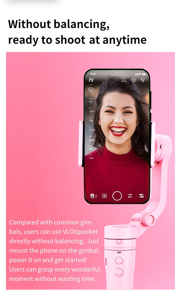 Official Vlog Pocket 3-Axis Handheld Gimbal Smartpho Stabilizer Selfie Stick for iPhone 12,11,X, Samsung S20, XIAOMI | Vimost Shop.