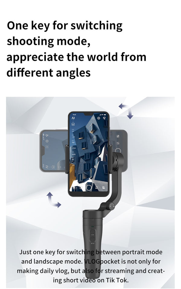 Official Vlog Pocket 3-Axis Handheld Gimbal Smartpho Stabilizer Selfie Stick for iPhone 12,11,X, Samsung S20, XIAOMI | Vimost Shop.