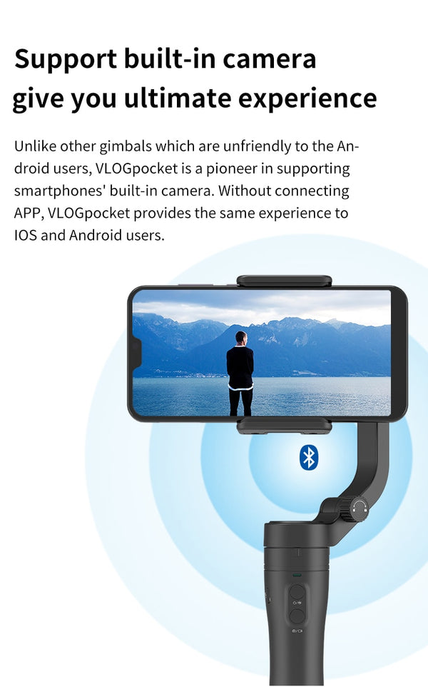 Official Vlog Pocket 3-Axis Handheld Gimbal Smartpho Stabilizer Selfie Stick for iPhone 12,11,X, Samsung S20, XIAOMI | Vimost Shop.
