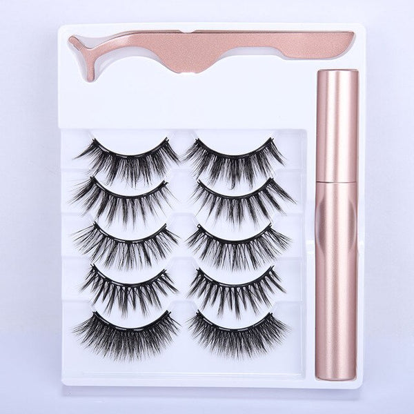 5 Pairs Magnetic Eyelashs Set Magnet Liquid Eyeliner & Magnetic Lashes & Tweezer Set Waterproof Long Lasting Faux Cils | Vimost Shop.