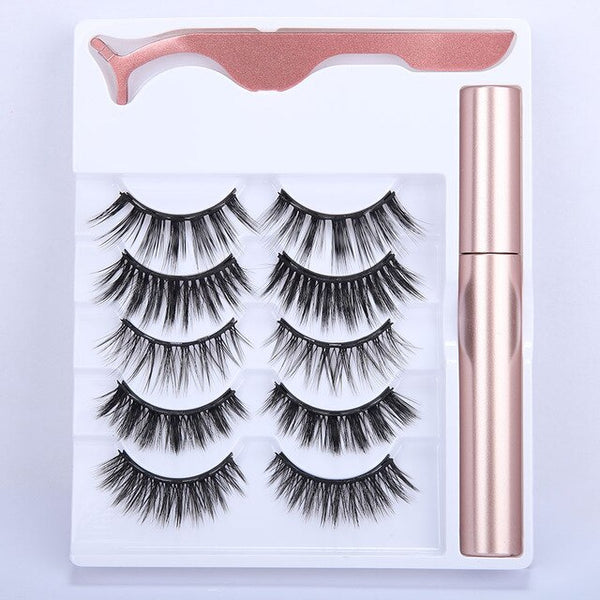 5 Pairs Magnetic Eyelashs Set Magnet Liquid Eyeliner & Magnetic Lashes & Tweezer Set Waterproof Long Lasting Faux Cils | Vimost Shop.