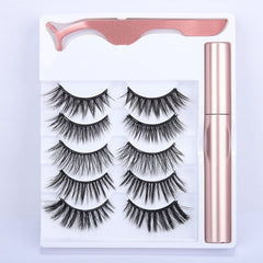 5 Pairs Magnetic Eyelashs Set Magnet Liquid Eyeliner & Magnetic Lashes & Tweezer Set Waterproof Long Lasting Faux Cils