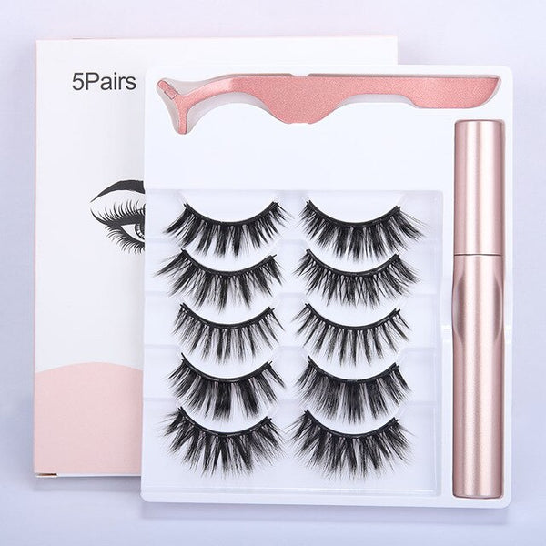 5 Pairs Magnetic Eyelashs Set Magnet Liquid Eyeliner & Magnetic Lashes & Tweezer Set Waterproof Long Lasting Faux Cils | Vimost Shop.